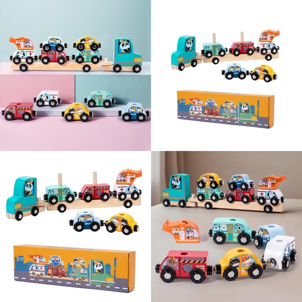 Wooden Animal Pattern Magnetic Car Building Block Children Puzzle Toy Set For Early Education And Cognitive Development
