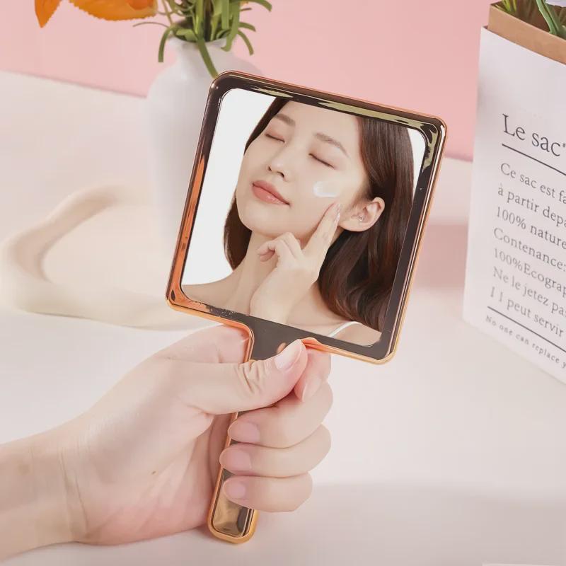 Przenośne Ręczne Biurkowe Lustro z Plastikową Rączką do Makijażu i Salonu Piękności