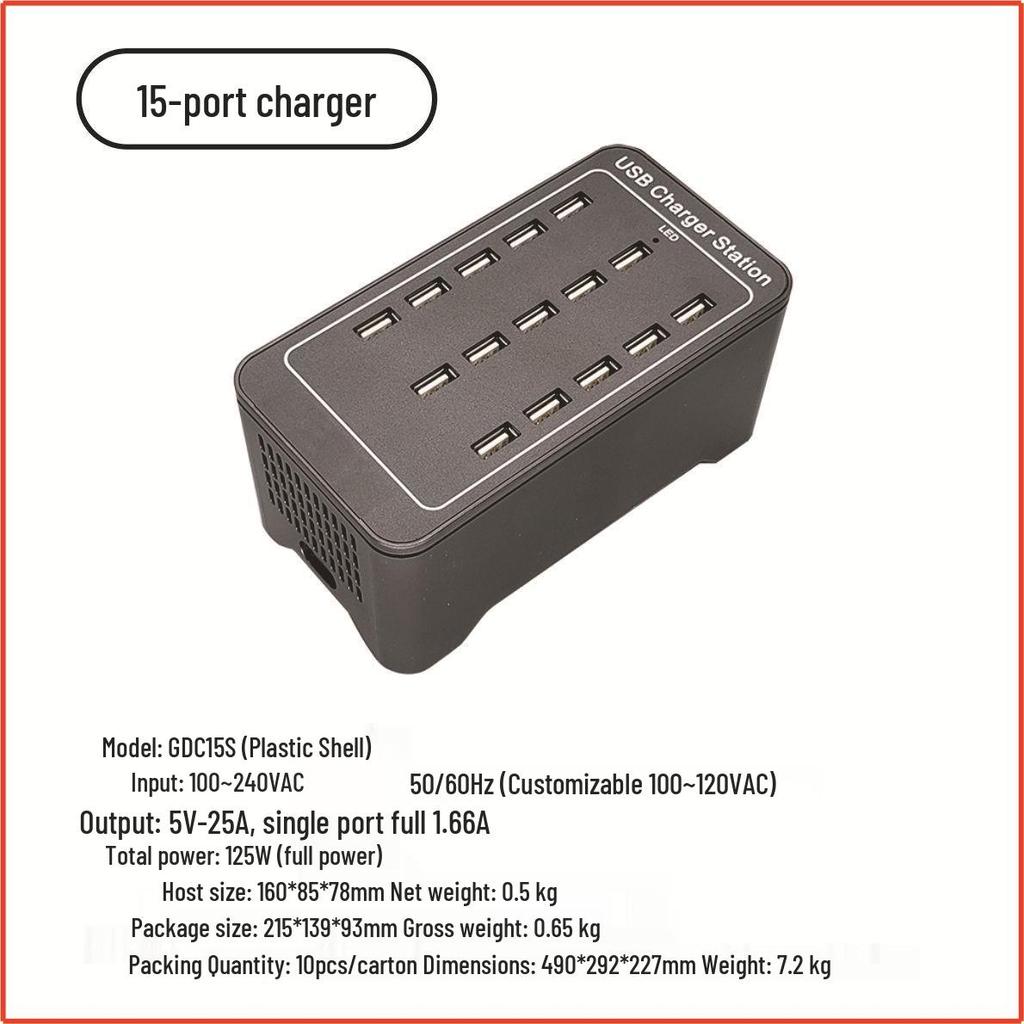 Multi-Port USB Charger: 10-50 Ports, 5V, 120W Power Adjustments