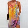 Abito da donna alla moda e sexy senza spalline con stampa 3D foresta rossa, abito mimetico ampio con scollo a V