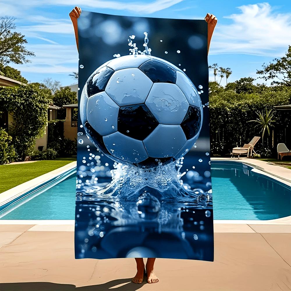 1 Stück Fußball-Mikrofaser-Badetuch - Leicht Schnelltrocknend Weich Geeignet für Fitnessstudio, Strand, Urlaub - Zeitgenössisch Geometrisch