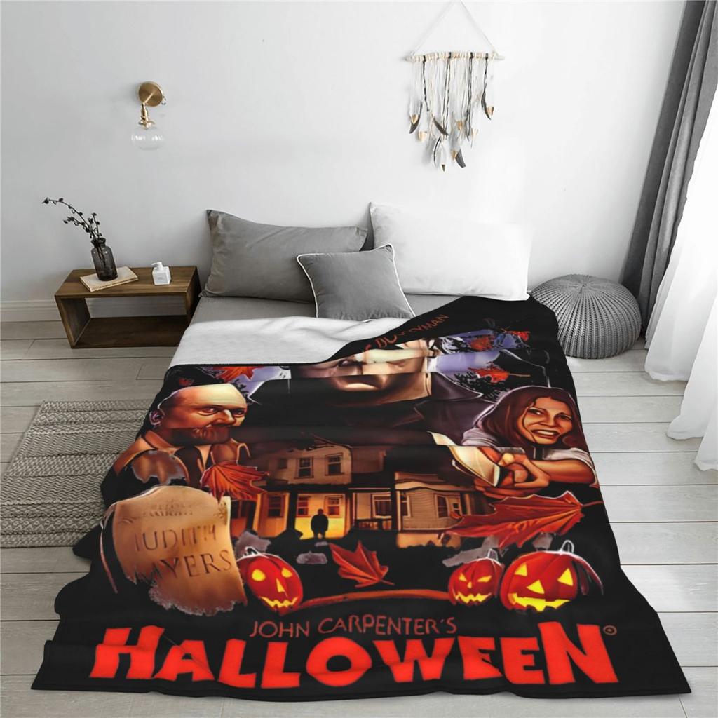 Halloween He Is Gonna Get You Knitted Blanket Flannel Michael Myers Super Soft Throw Blanket for Bed Bedspread