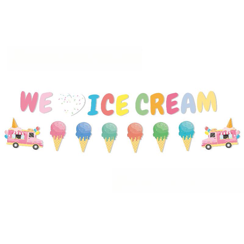 20pcs Summer Ice Cream Paper Tray Party Tissues Tablecloths Banners Decorative Items Cartoon Car Birthday Party Decorations