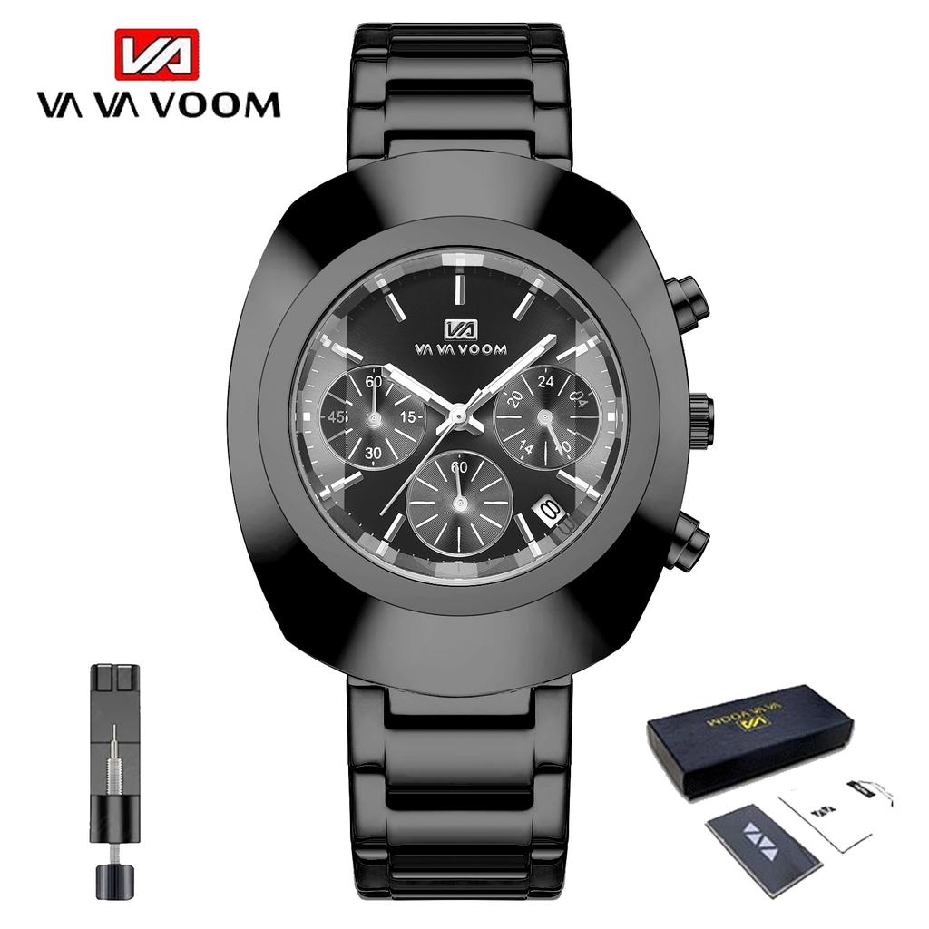 VA VA VOOM Classic Men Quartz Watches Stainless Steel Waterproof Analog Watch with Date Fashion Wristwatch Luxury Business Men's Dress Watch