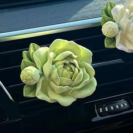 Jasmine Car Air Freshener - Floral Vent Decoration & Stone Diffuser, High-End Fragrance.