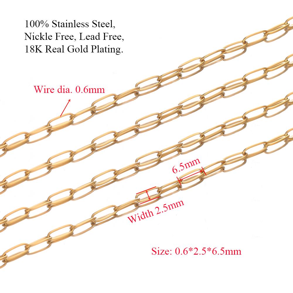 2 Meters Stainless Steel Oval Link Cable Chains Bulk for DIY Jewelry Making Necklace Findings Crafts Bracelet Anklet Body Chains