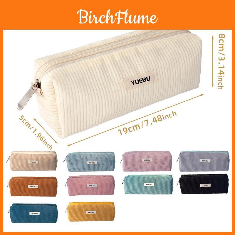 Astuccio Vintage in Velluto a Coste per Studenti con Design Minimalista e Funzionalità di Archiviazione