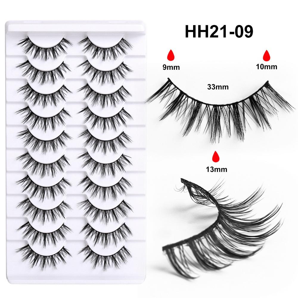 10 Pairs Fluffy Thick 3D Faux Mink Lash Glue Version Full Strip Lashes  Eye Lash Extension
