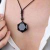Fashion Fashion Blessing Black Lucky Jewelry Hexagram Shape Necklace Amulet Obsidian Pendant