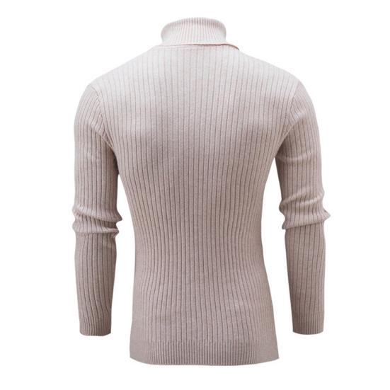 Casual Men Autumn Solid Color Turtle Neck Ribbed Twist Sweater Bottoming Shirt
