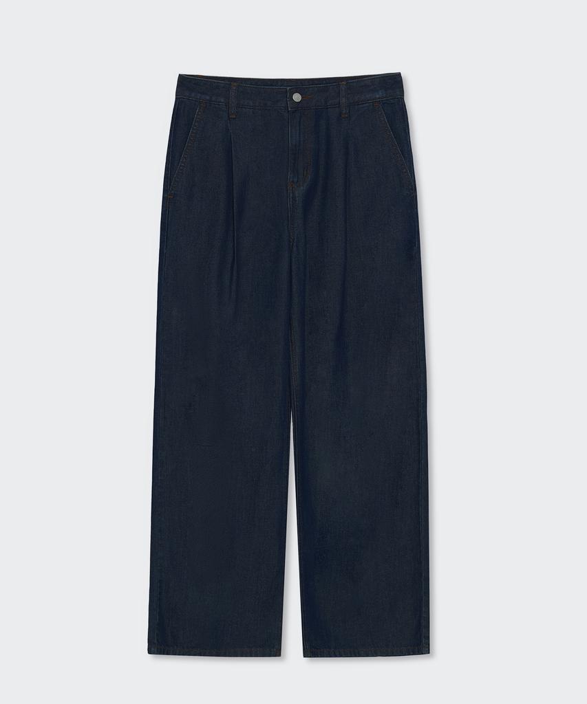 MUSINSA STANDARD WOMAN Women'S Tencel One-Pleat Extra Wide Denim Pants [Deep Indigo]