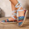 Promotion Cotton Fabric Flat with Open Sapato Feminino Sandals Sandalias Womens Espadrilles Shoes