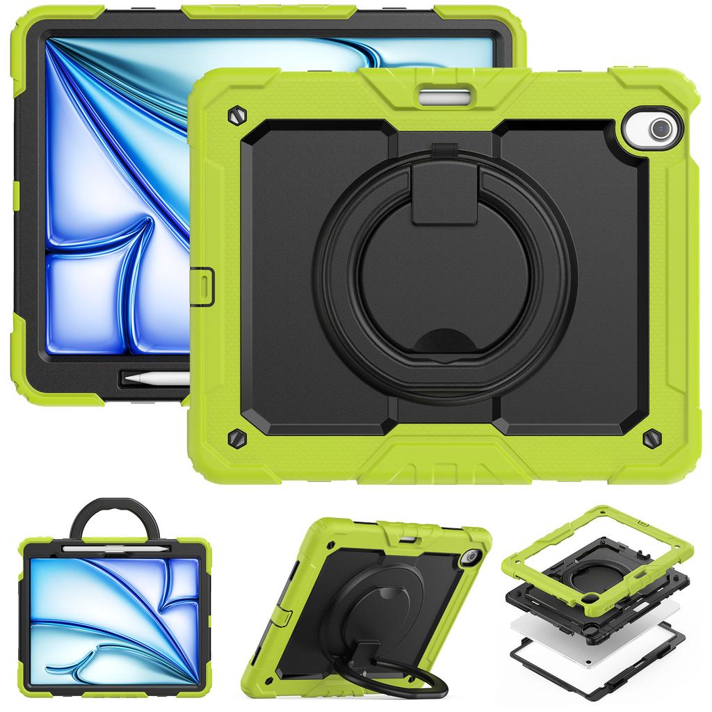 For iPad Air 13 (2025)/(2024) Case PC+Silicone Tablet Cover with Kickstand,Strap