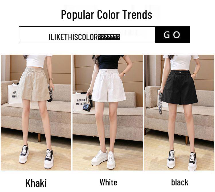 2026 Women's Korean Style High Waist Loose Cotton Shorts - Summer Slimming Five-Point Wide Leg Design