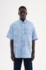 Machinist Men's Oversized Embroidered Cotton Muslin Shirt – Blue S