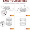 2 Tier Large Fruit Basket for Kitchen Counter with 2 Banana Hangers, Metal Stackable Fruit Bowl for Kitchen Counter for Bread
