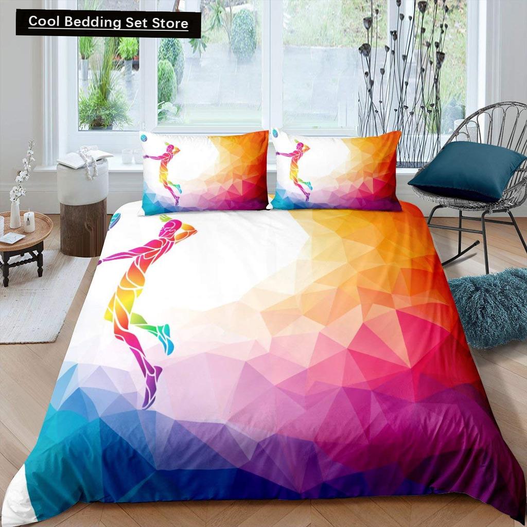 Set Lenjerie de Pat Volei Sporturi King Queen Husă de Plapumă Tematică Minge Foc și Apă Husă de Plapumă Poliester Husă de Pilotă