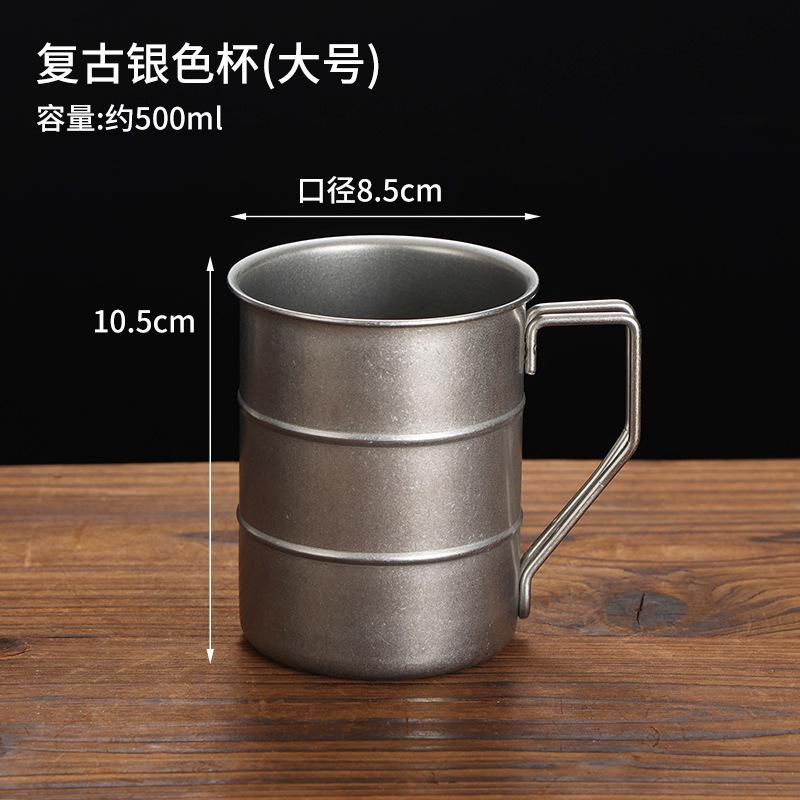 Vintage Stainless Steel Beer Mug Teacup Travel Camping Restaurant BBQ Draft Water Cup Creative Cold Drink Coffee Cups Tableware