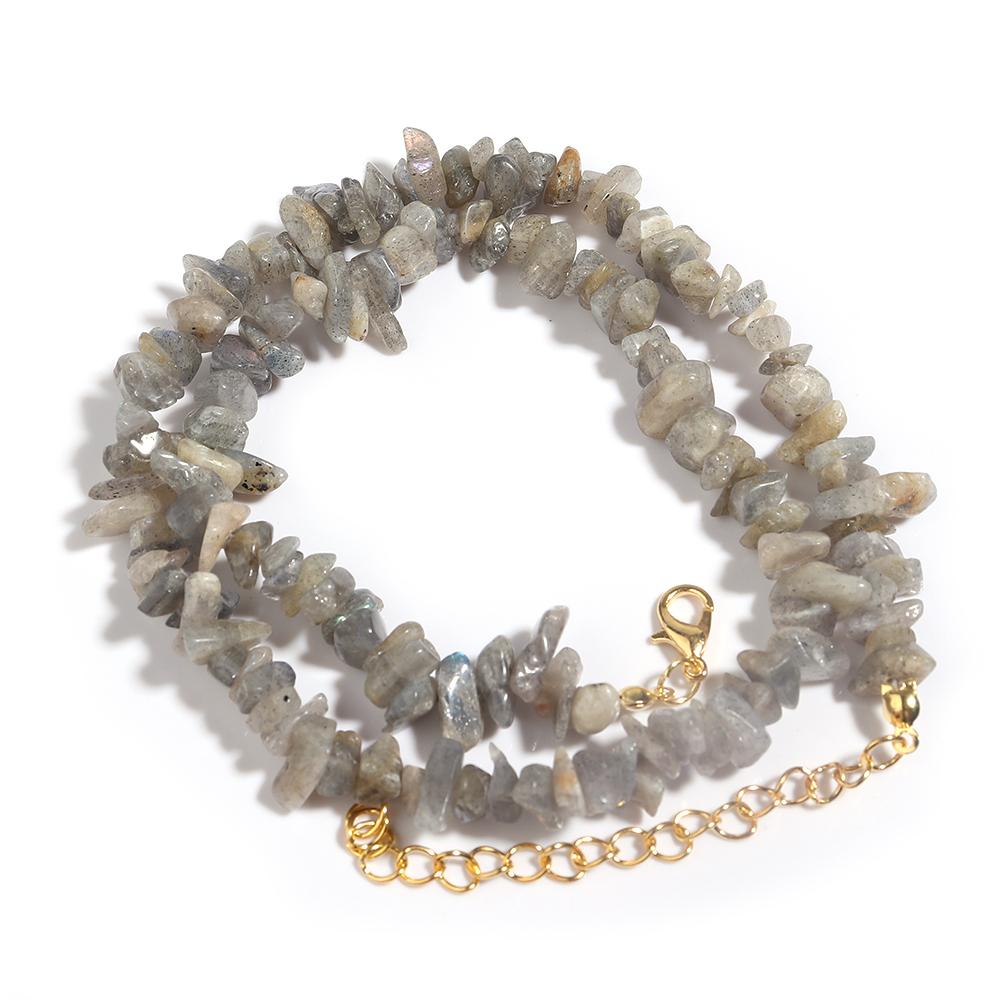 1 Strand 43cm Irregular Gravel Bead Choker Necklace Natural Stone Crystal Necklace Lobster Clasp Chain For Women Jewelry Gift
