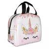 Schattig Eenhoorn Cartoon Patroon Draagbare Lunchbox Vrouwen Waterdicht Thermisch Koeler Voedsel Geïsoleerde Lunchtas School Kinderen Student