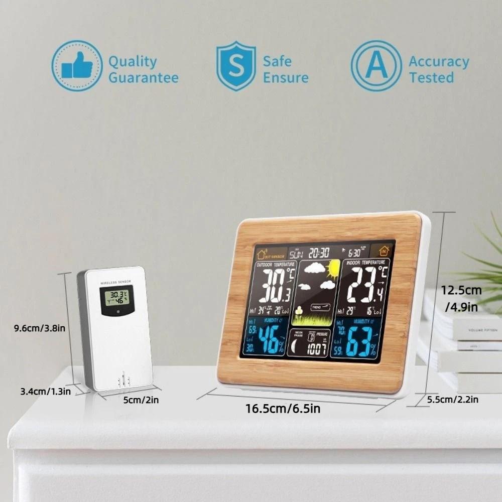Remote Sensor Digital Thermometer Color Display Weather Forecast Clock  Indoor Outdoor