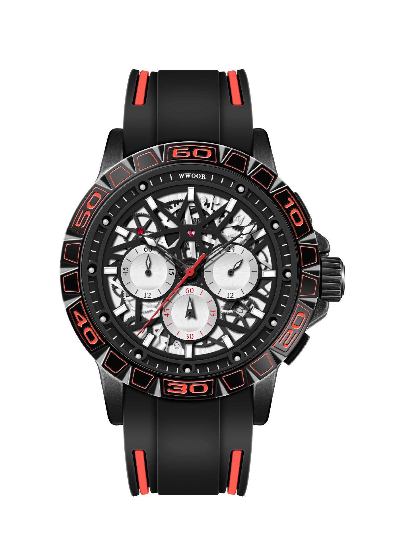 WWOOR Street Trend Светящиеся мужские часы Модные спортивные водонепроницаемые мужские кварцевые часы