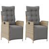 VidaXL Garden Reclining Chairs Set of 2 with Footrest Rattan 365293