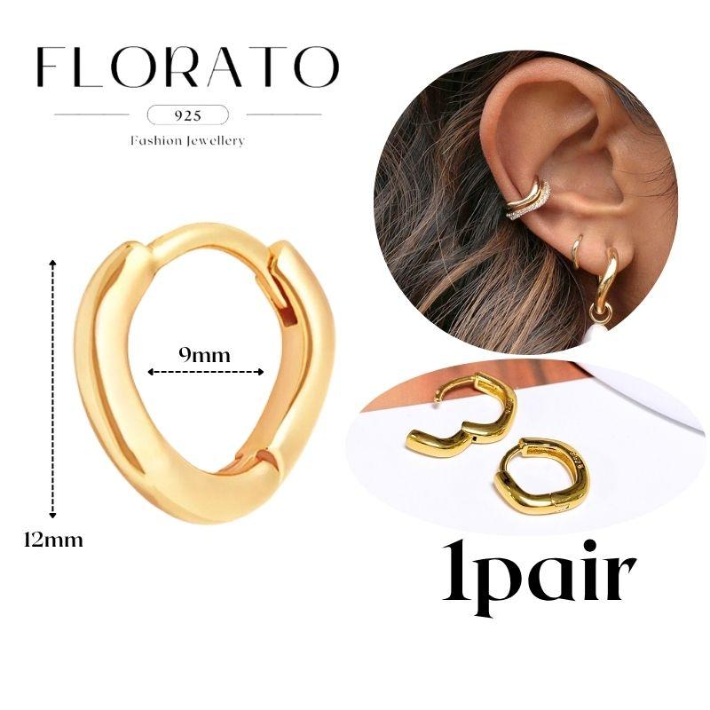 Perforation 925 Silver Ear Needle Minimalist Hoop Earrings Metallic Gold Earrings For Women CZ Fashion Jewelry