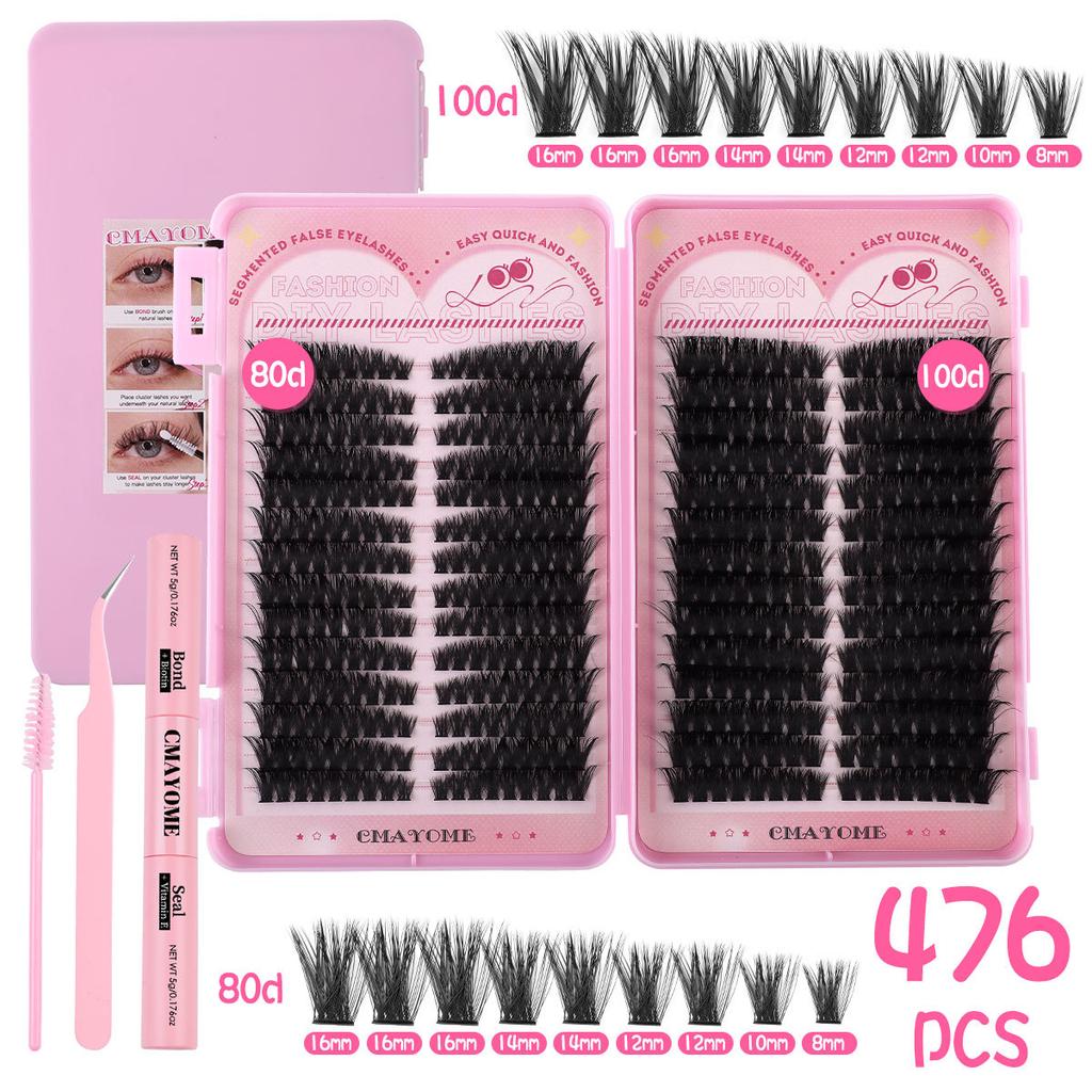 504 Clusters Of Single-Cluster False Eyelashes 8-16Mmdiy Segmented Natural Dense D-Curve Self-Grafting