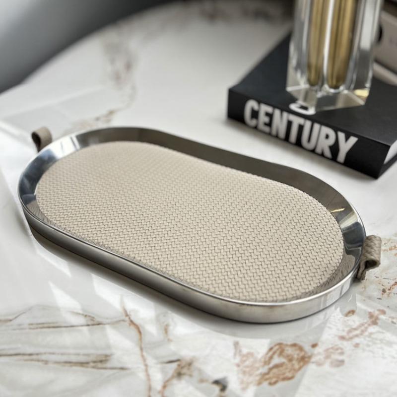 Modern Storage Trays Desktop Leather Storage Trays Living Room Snacks Organize Plate Simple Entrance Hall Key Organize Plate