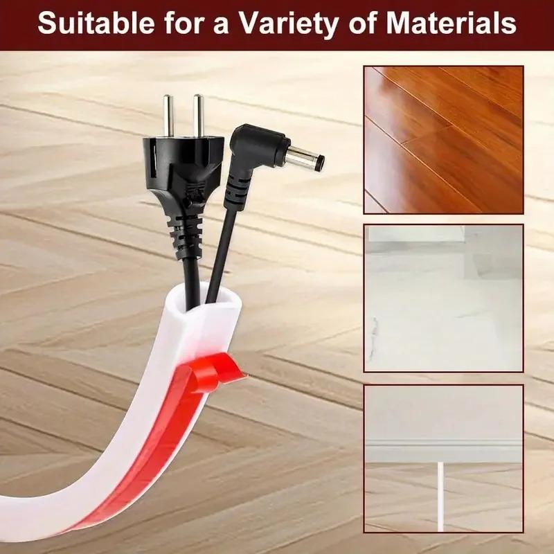1pc 39.37/78.74in Self-Adhesive Floor Wire Protector - Anti-Kick Flexible Cable Cover , Office & Home Cord Management Solution