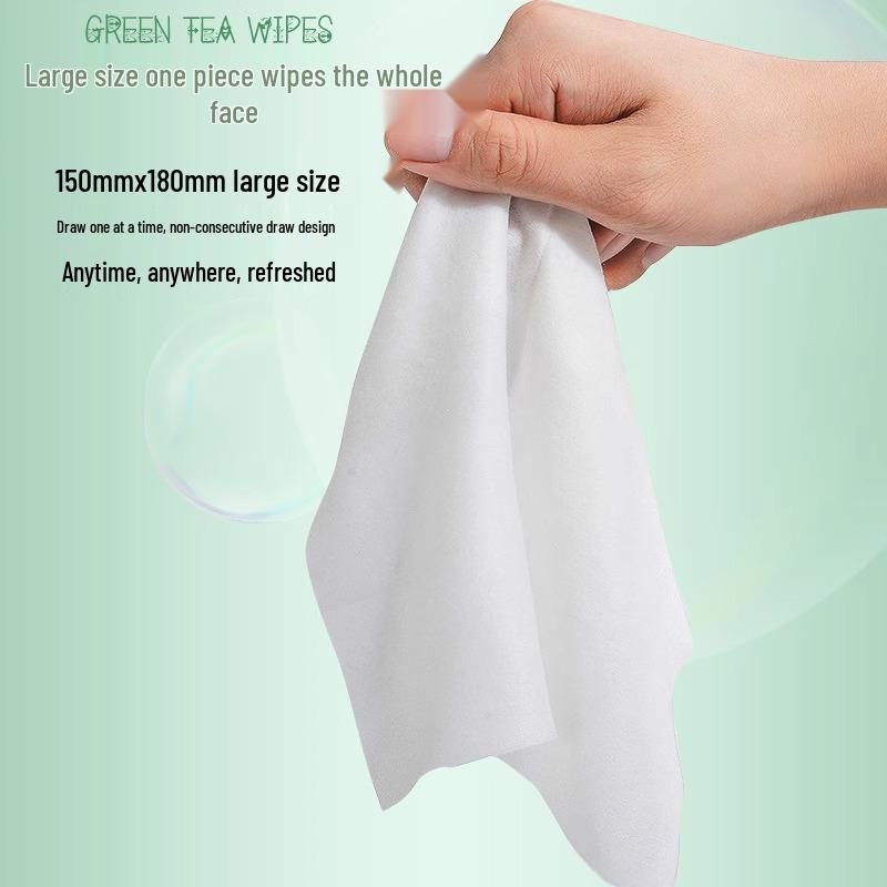 Portable, Unisex Green Tea Oil-Removing Wet Wipes for Cooling and Refreshing Face During Student Military Training