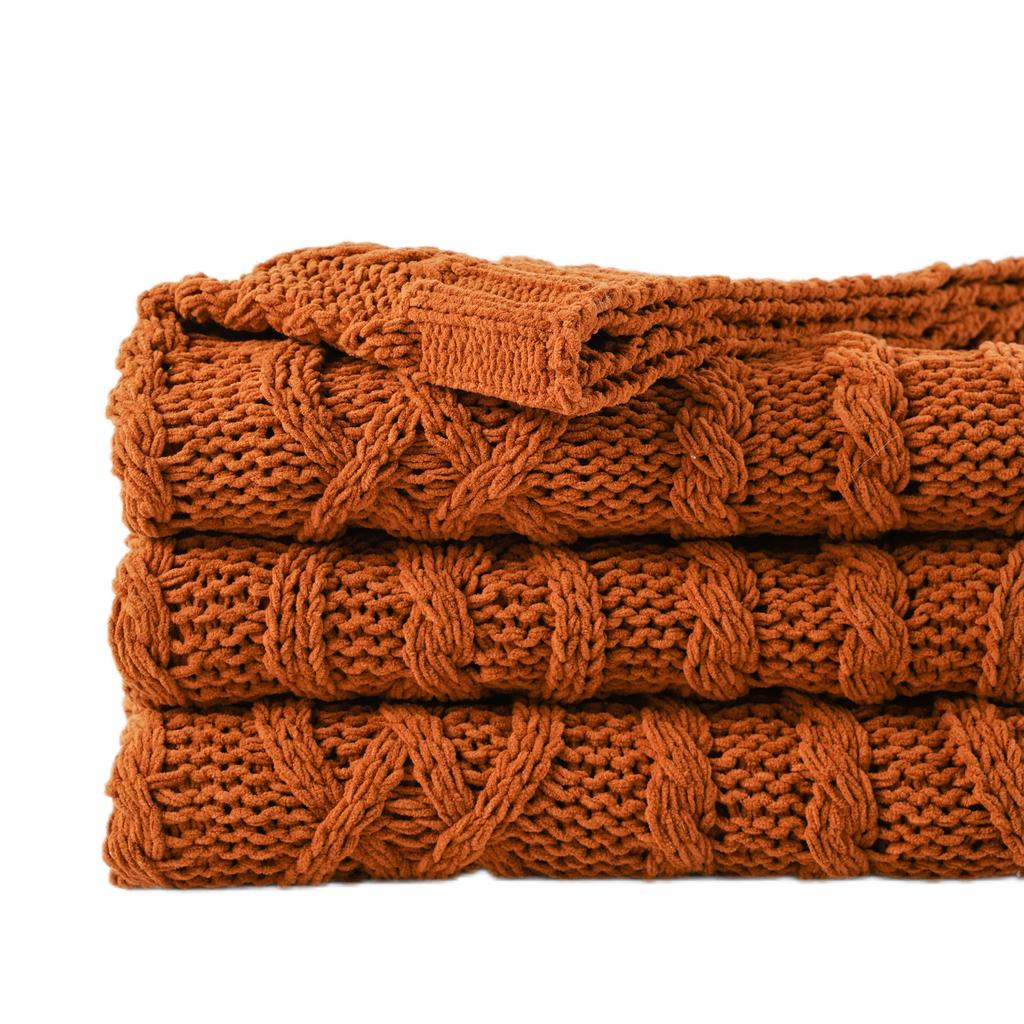 Knitted Blankets Thick Chenille Blanket Plaid Throw Blanket For Sofa Chunky Throws Bedspread On The Bed New Year Decor