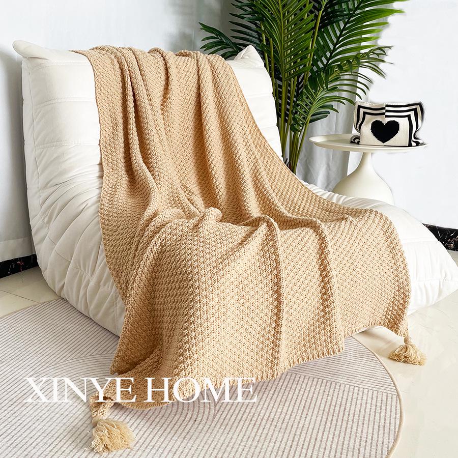 Nordic Style Tassel Wool Sofa Cover & Office Nap Blanket Shawl