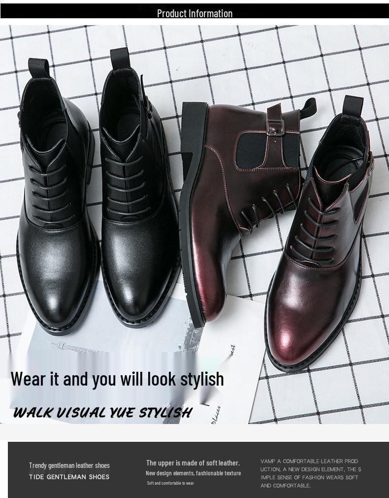 Men's British Style Pointed Toe Leather Chelsea Boots - Korean Design, Formal & Casual, Large Sizes Available