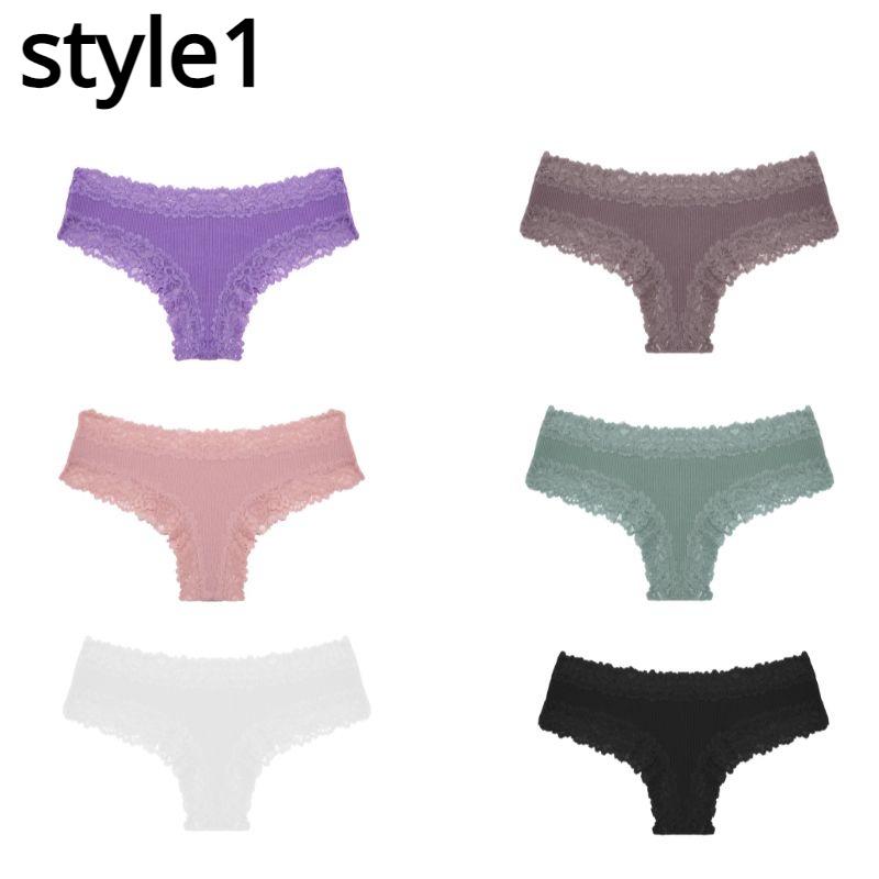 Blumen-Spitzen-Höschen, sexy für Damen, 2 Stile, niedrige Taille, einfarbige Slips, reine Baumwolle, atmungsaktiv, weiche Dessous, bequeme Damenunterwäsche, S-XL