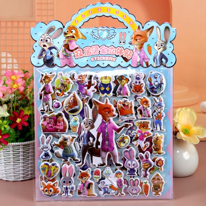 

Cartoon Zootopia Series Nick Judy Movie Character 3D Stereo Cartoon Double-Layer Sticker Handmade Diy Sticker Periphery Fun Gift