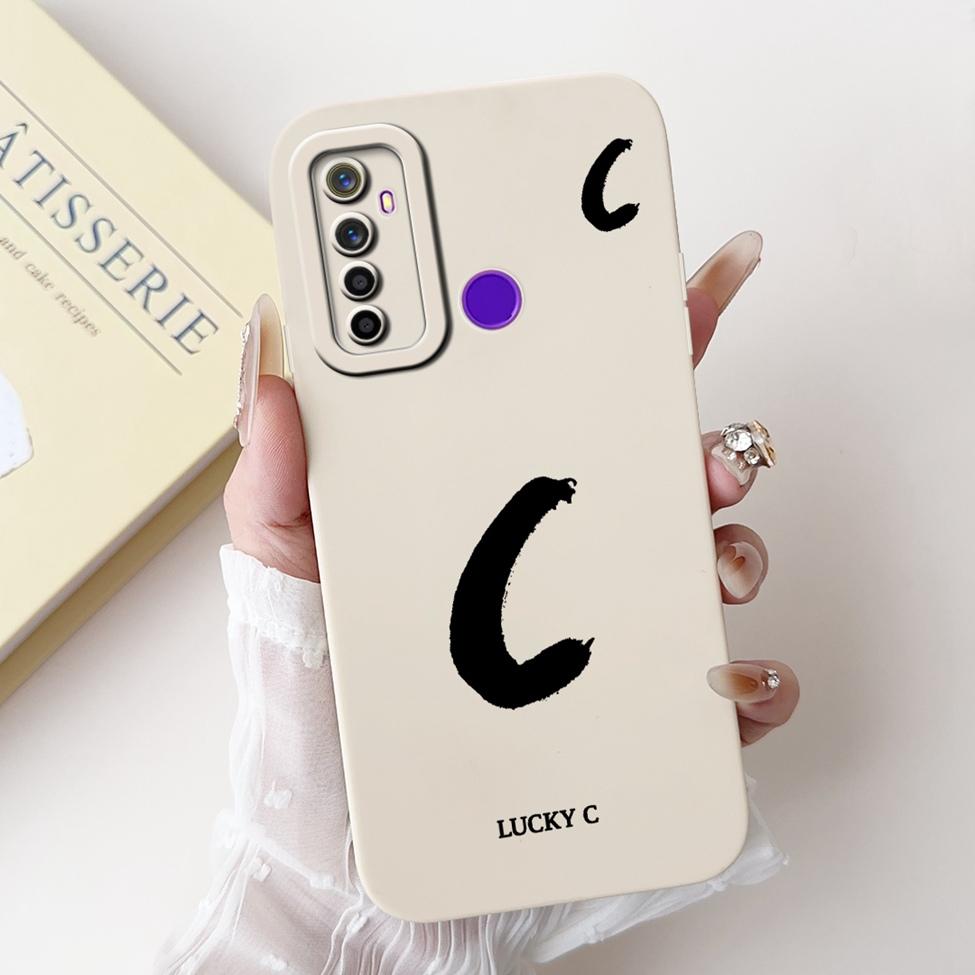 For Realme 5i RMX2030 6i RMX2040 Cover For Realme 6i Case Simple Fashion Letters A-Z Pattern Design Silicone Shockproof Bumper