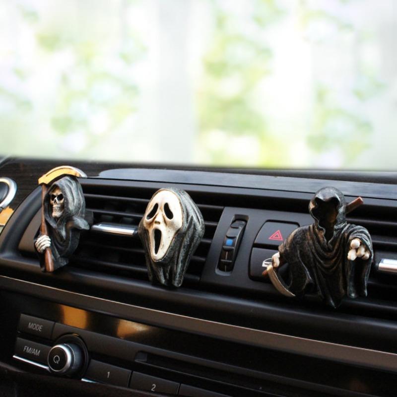 Car Vent Clip 3-piece Set Cute Skull Halloween Decoration Car Air Conditioning Vent Accessories