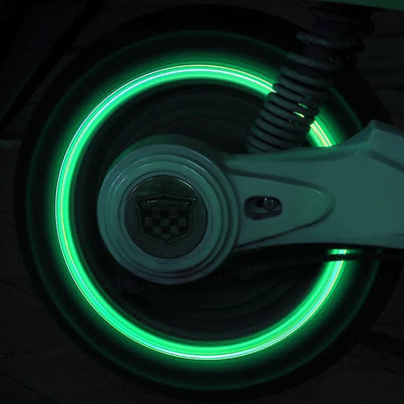 Lysende ventilhetter Fluorescerende nattbildekk ventilhetter Motorsykkelsykkel Glødende dekor Hjuldyser Dekkhette Biltilbehør