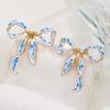 Literary Retro Fashion Enamel Imitation Blue And White Porcelain Drip Oil Bow Pendant Earrings For Women