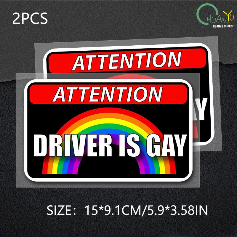 Driver Is Gay Car Hood Creative Decals Auto Both Side Body Cover Scratches Stickers Window Trunk Logo Attention Mark