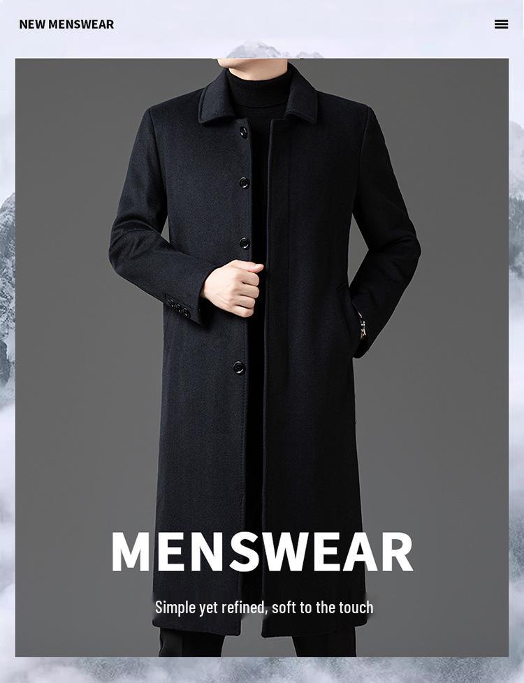 Men's Korean Style Detachable Down Liner Wool Overcoat, Winter 2025