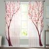 Cherry Tree Cherry Blossom Sheer Curtains For Living Room Bedroom Tulle Curtains Kitchen Window Treatments Panel Drapes