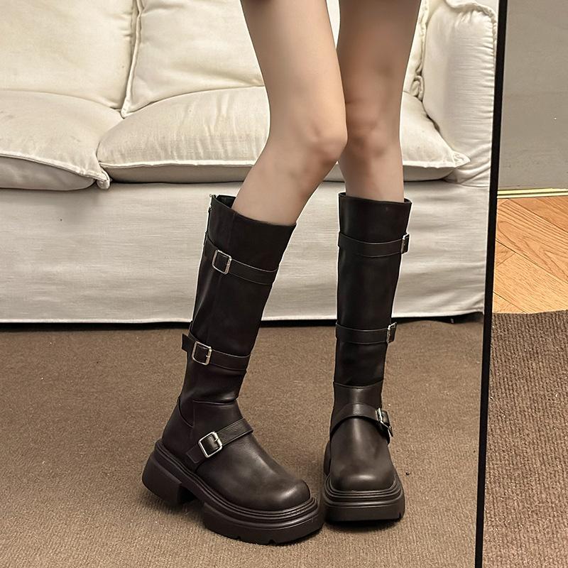 Boots Women's 2025 Autumn and Winter New Elastic Skinny Boots Thick-soled High Boots Small Man But Knight Boots