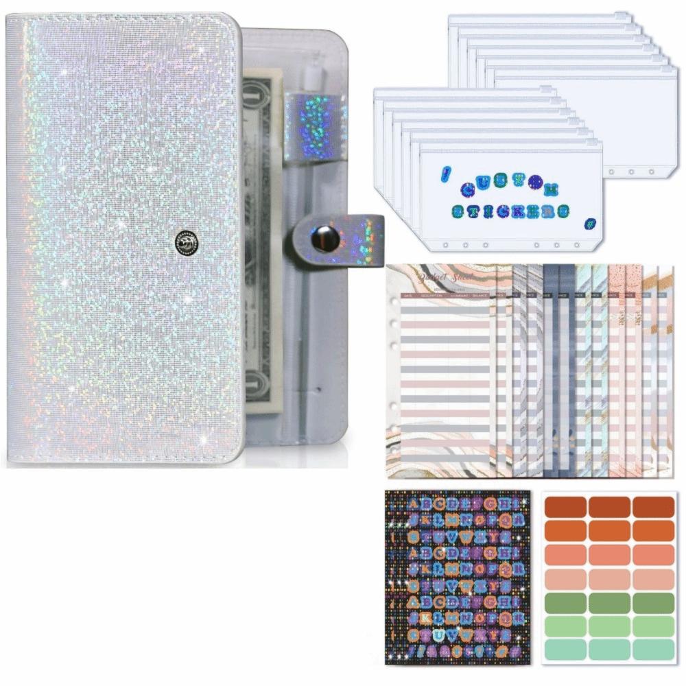 

М яка Шкіра Бюджетний Органайзер Планувальник Гаманець Бюджетування Конверти для Готівки Органайзер Офіс срібний