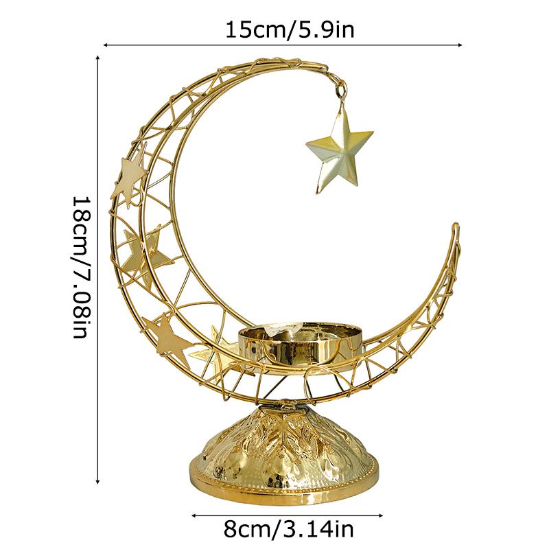 1 Stück Hohl Party Halbmond Kerzenhalter Tischdeko Gold Silber Islamisch Metall Hochzeit Mehrere Optionen verfügbar