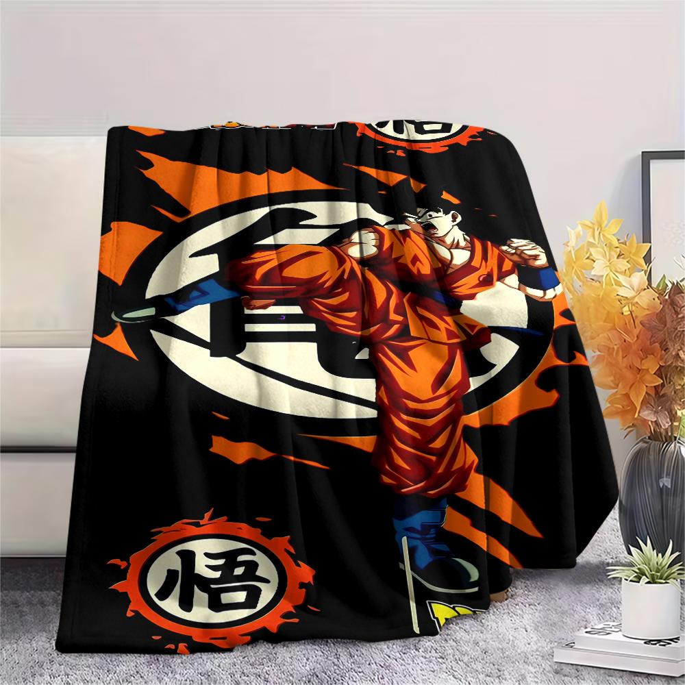 Dragon Ball Charaktere Druck Flanelldecke, Hohe Qualität, Bequem für Alle Jahreszeiten, Heimdekoration, Wärme und Komfort, Perfekt für Weihnachtsgeschenke