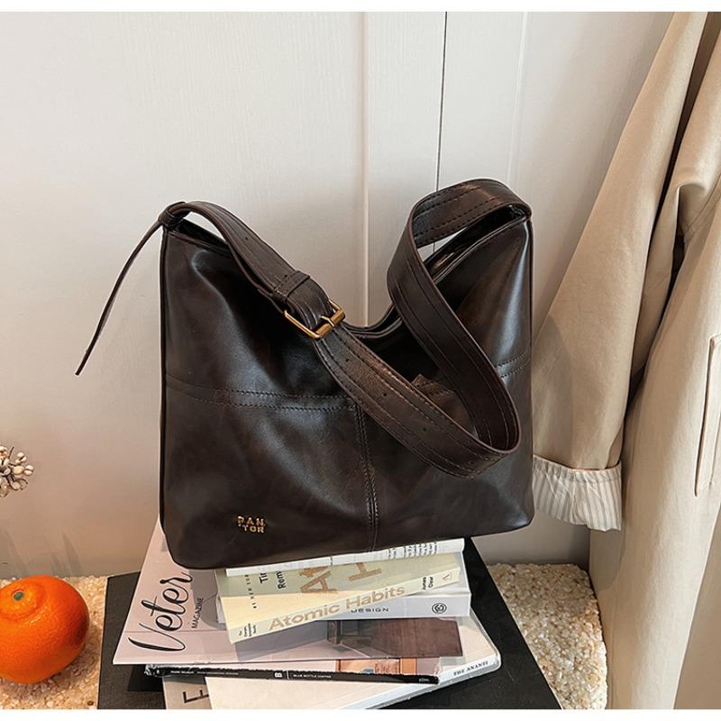 High-quality Solid Plutonium Shoulder Bag with Zipper  Large Capacity  Fashionable  Soft  Versatile  Simple Crossbody Bag