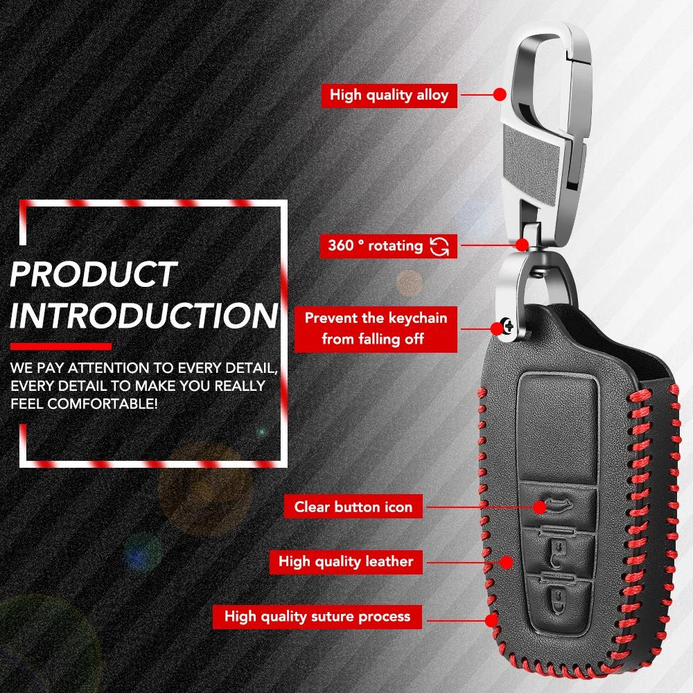Leather Car Key Cover For Toyota Corolla Rav4 Camry 70 Prado Rav 150 3 4 Button Key Case Holder Accessories Shell